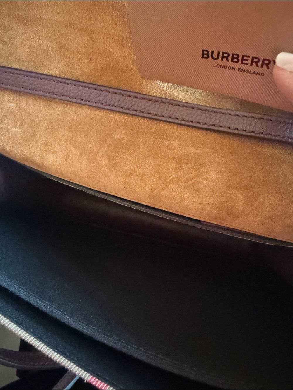 NWT Burberry Classic Check Crossbody Bag in Plum with Gold Hardware - Picture 8 of 9